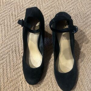 Black Suede Mary Jane Pumps
